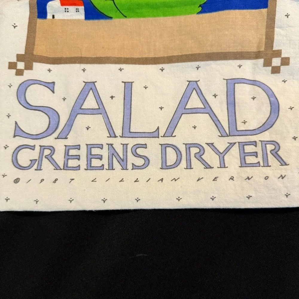 Vintage 1987 Lillian‎ Vernon Salad Greens Dryer Bag with Whimsical Graphic